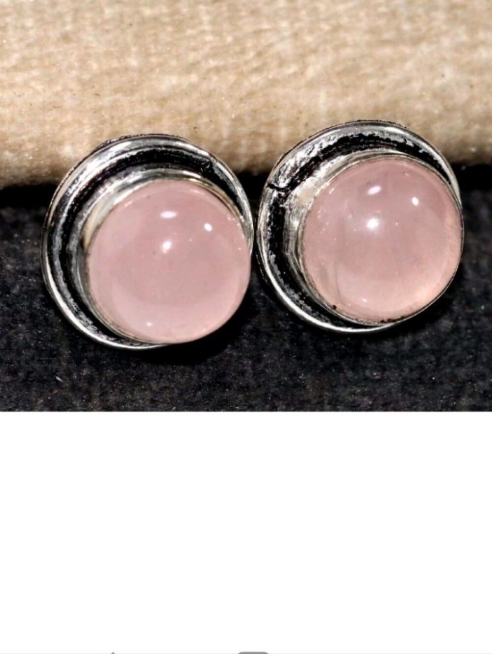 Rose Quartz Gemstone Jewelry 925 Sterling Silver Handmade Stud Earrings